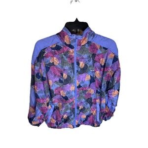 Reebok Women's Purple Geometric Print Full Zip Windbreaker Jacket Size Small